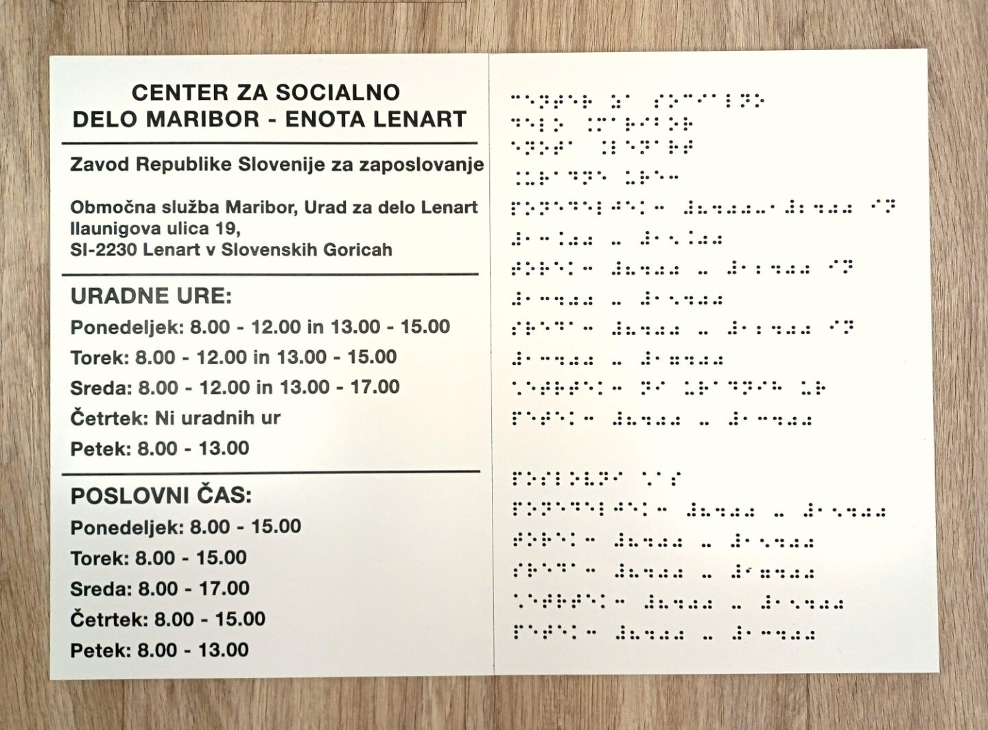 informativne table v brajici
